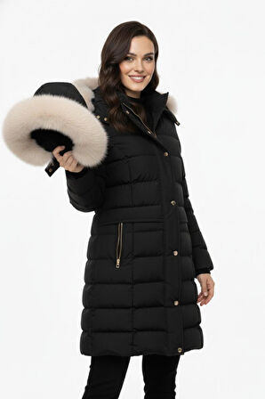 Kadın Spor Kapüşonlu İçi Peluş Mont  M5307 BGL-ST04913