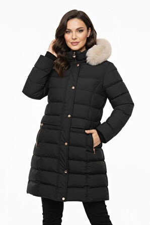 Kadın Spor Kapüşonlu İçi Peluş Mont  M5307 BGL-ST04913