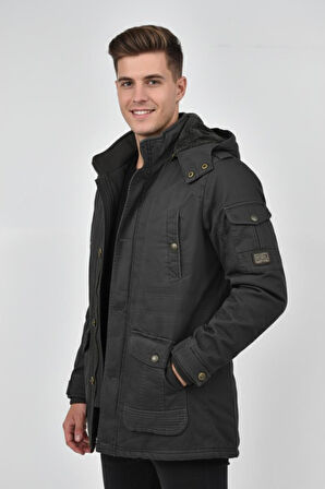 Erkek Spor Kanvas Kapüşonlu Parka M2585 BGL-ST04915