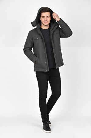 Erkek Kapüşonlu Kanvas Spor Mont M2635 BGL-ST04916