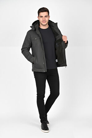 Erkek Kapüşonlu Kanvas Spor Mont M2635 BGL-ST04916