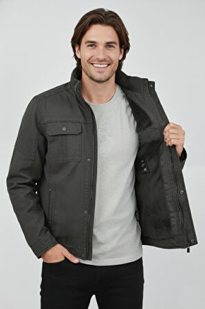 Erkek Kanvas Hakim Yaka İçi Kürklü Spor Mont M2645 BGL-ST04917