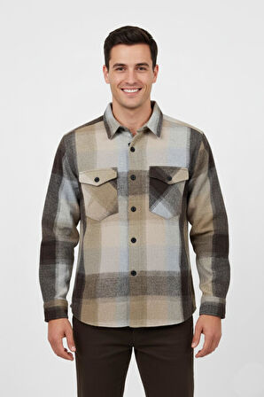 Erkek ekose Silim Fit Oduncu Gömlek Çift Cepli 9971 BGL-ST04920