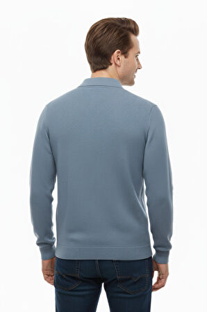 Erkek Polo Yaka Fermuarlı Triko Kazak Regular Fit  7001 BGL-ST04921