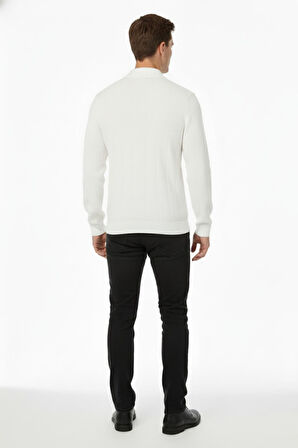 Erkek Polo Yaka Fermuarlı Triko Kazak Regular Fit  7019 BGL-ST04922