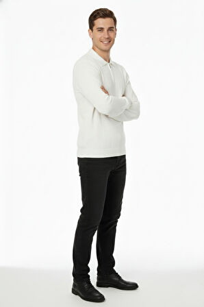 Erkek Polo Yaka Fermuarlı Triko Kazak Regular Fit  7019 BGL-ST04922