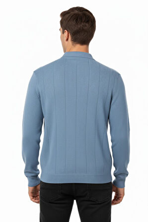 Erkek Polo Yaka Fermuarlı Triko Kazak Regular Fit  7019 BGL-ST04922