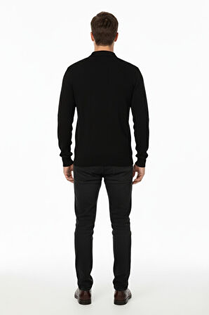 Erkek Polo Yaka Fermuarlı Triko Kazak Regular Fit  7019 BGL-ST04922