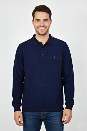 Erkek Polo Yaka Cepli Selanik Sweatshirt Regular Kalıp BGL-ST04923