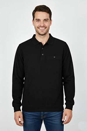 Erkek Polo Yaka Cepli Selanik Sweatshirt Regular Kalıp BGL-ST04923