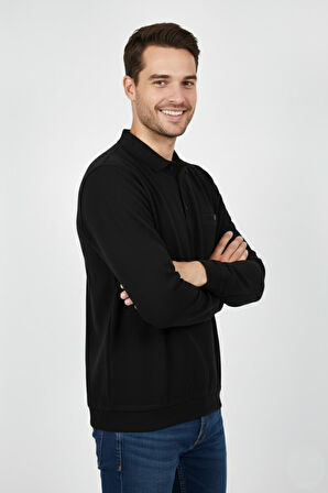 Erkek Polo Yaka Cepli Selanik Sweatshirt Regular Kalıp BGL-ST04923