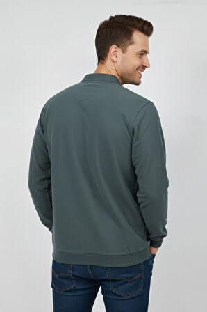 Erkek Polo Yaka Cepli Selanik Sweatshirt Regular Kalıp BGL-ST04923