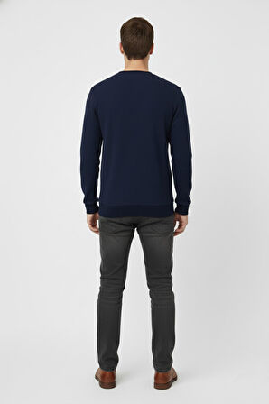 Erkek Sıfır Yaka Kazak Petek Örgü Klasik Kalıp 7002 BGL-ST04928