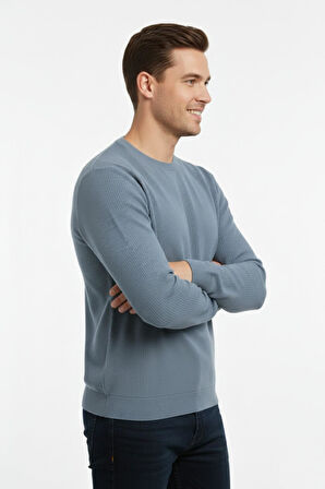 Erkek Sıfır Yaka Kazak Petek Örgü Klasik Kalıp 7002 BGL-ST04928