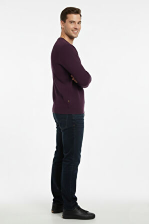 Erkek Sıfır Yaka Kazak Petek Örgü Klasik Kalıp 7002 BGL-ST04928