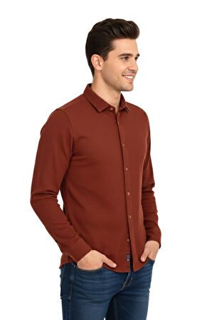 Erkek Kışlık Silim Fit Kaşkorse Dokuma Gömlek BGL-ST04935