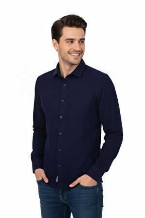 Erkek Kışlık Silim Fit Kaşkorse Dokuma Gömlek BGL-ST04935