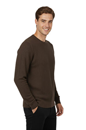 Erkek Sıfır Yaka Petek Doku Regular Fit Sweatshirt BGL-ST04950