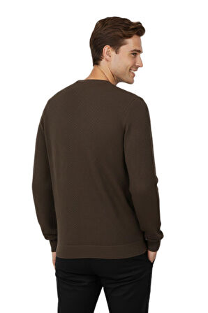 Erkek Sıfır Yaka Petek Doku Regular Fit Sweatshirt BGL-ST04950