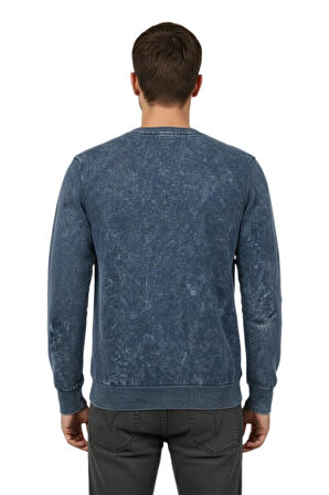 Erkek Spor Sıfır Yaka Taşlama Yıkamalı Regular Fit Kazak BGL-ST04952