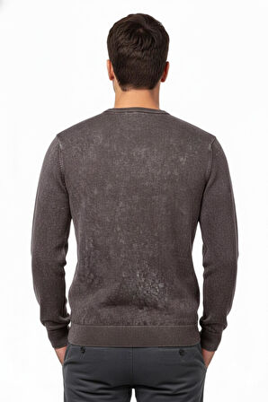 Erkek Spor Sıfır Yaka Taşlama Yıkamalı Regular Fit Kazak BGL-ST04952