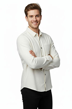 Erkek Spor Silim Fit Kanvas Tek Cepli Gömlek BGL-ST04955