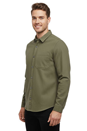 Erkek Spor Silim Fit Kanvas Tek Cepli Gömlek BGL-ST04955