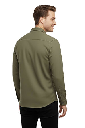 Erkek Spor Silim Fit Kanvas Tek Cepli Gömlek BGL-ST04955