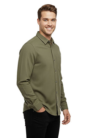 Erkek Spor Silim Fit Kanvas Tek Cepli Gömlek BGL-ST04955