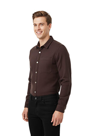 Erkek Spor Silim Fit Kanvas Tek Cepli Gömlek BGL-ST04955