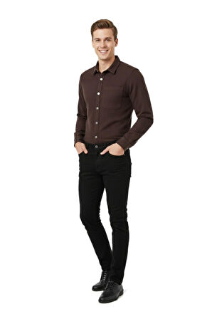 Erkek Spor Silim Fit Kanvas Tek Cepli Gömlek BGL-ST04955
