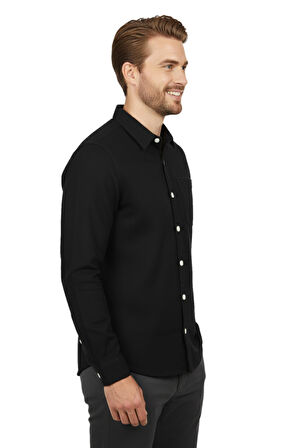 Erkek Spor Silim Fit Kanvas Tek Cepli Gömlek BGL-ST04955