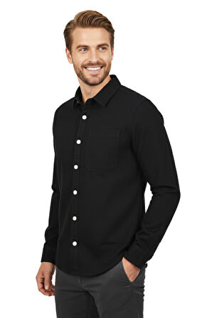 Erkek Spor Silim Fit Kanvas Tek Cepli Gömlek BGL-ST04955