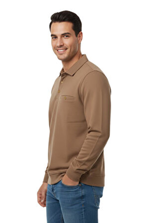 Erkek Gömlek Yaka Petek Doku Cepli Regular Fit Sweatshirt BGL-ST04956
