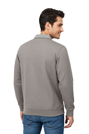 Erkek Gömlek Yaka Jakarlı Regular Fit Sweatshirt BGL-ST04958