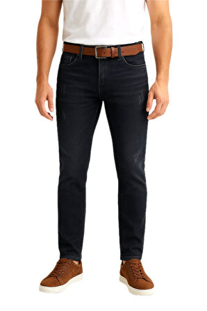 Erkek Silim Fit Jeans Tırnak Eskitme Model Pantolon 311 BGL-ST04975