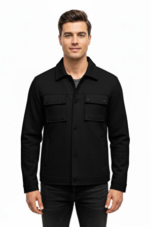 Erkek Siyah Silim Fit Mevsimlik Süet Spor Mont BGL-ST05016