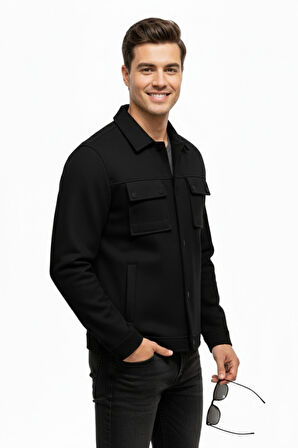 Erkek Siyah Silim Fit Mevsimlik Süet Spor Mont BGL-ST05016