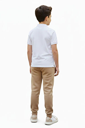 Bej Rengi 3 İplik Manşetli Kız Erkek Çocuk Eşofman Altı BGL-ST05045