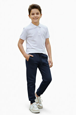 Lacivert Renk 3 İplik Manşetli Kız Erkek Çocuk Eşofman Alt BGL-ST05046