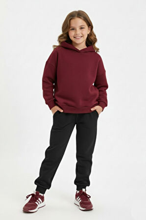 Siyah Renk 3 İplik Manşetli Kız Erkek Çocuk Eşofman Alt BGL-ST05047