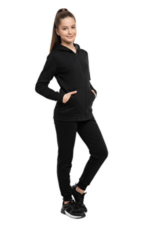 Kız Çocuk Kapüşonlu Fermuarlı 3 İplik Eşofman Takım BGL-ST05052