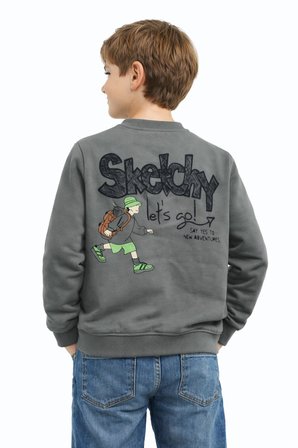 Erkek Çocuk Önü Arkası Baskılı Sweatshirt BGL-ST05243
