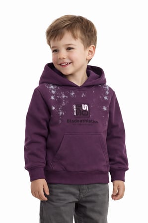 Erkek Çocuk Önü Arkası Baskılı Kapüşonlu Sweatshirt BGL-ST05246
