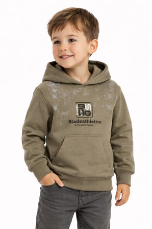 Erkek Çocuk Önü Arkası Baskılı Kapüşonlu Sweatshirt BGL-ST05246