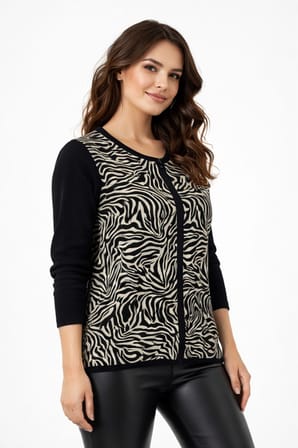 Kadın Zebra Desen Triko Kazak BGL-ST05286