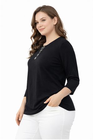 Kadın Taş Düğmeli Küçük V Yakalı Bluz BGL-ST05289