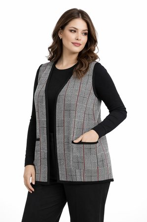 Kadın Anne Triko Yelek Kaz Ayağı Desen BGL-ST05299