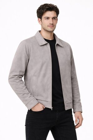 Erkek Siyah Regular Fit Mevsimlik Süet Spor Mont BGL-ST05013