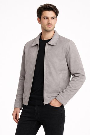 Erkek Siyah Regular Fit Mevsimlik Süet Spor Mont BGL-ST05013